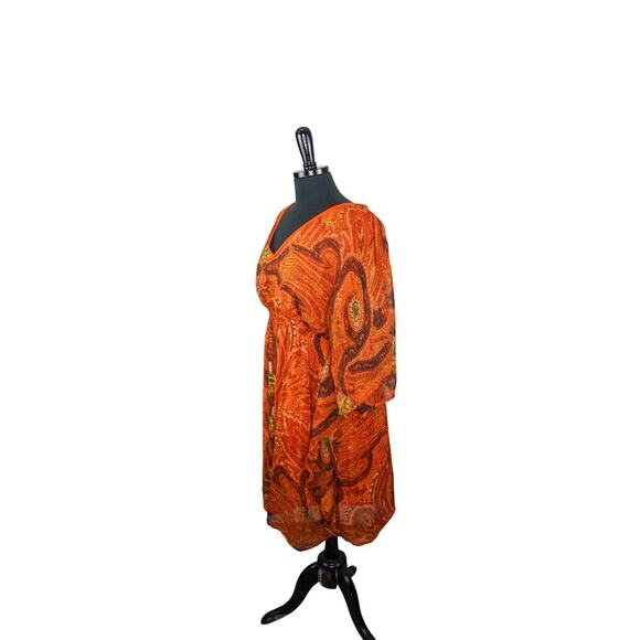 Speed Control Dress Layered Boho Fairy Empire Waist Babydoll Orange L - Picture 2 of 4